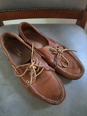 Polo by Ralph Lauren Men's Cognac Leather Boat Shoes